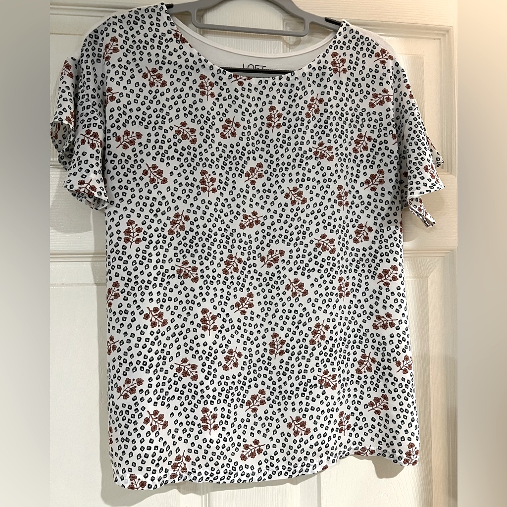 Loft White Patterned Blouse